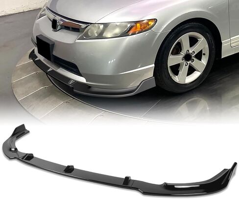 Front Bumper Lip fit for Honda Civic Sedan DX/EX/GX/LX 2006-2008, for Civic Sedan DX-G/Mugen Si 2007,for Civic Sedan Si 2008,Chin Spoiler Splitter for 8th gen Civic,Gloosy Black in Kuwait