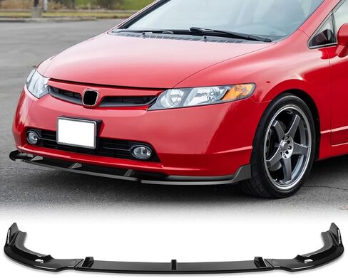 Front Bumper Lip fit for Honda Civic Sedan DX/EX/GX/LX 2006-2008, for Civic Sedan DX-G/Mugen Si 2007,for Civic Sedan Si 2008,Chin Spoiler Splitter for 8th gen Civic,Gloosy Black in Kuwait