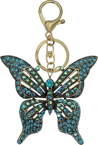 Sparkling Butterfly Keychain | Blue Rhinestone Transformation Bag Charm | Nature Good Luck Gift with Pouch in Kuwait