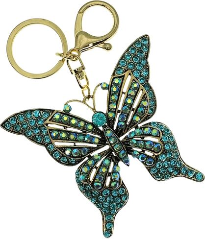 Sparkling Butterfly Keychain | Blue Rhinestone Transformation Bag Charm | Nature Good Luck Gift with Pouch in Kuwait