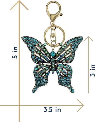 Sparkling Butterfly Keychain | Blue Rhinestone Transformation Bag Charm | Nature Good Luck Gift with Pouch in Kuwait