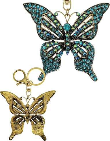 Sparkling Butterfly Keychain | Blue Rhinestone Transformation Bag Charm | Nature Good Luck Gift with Pouch in Kuwait