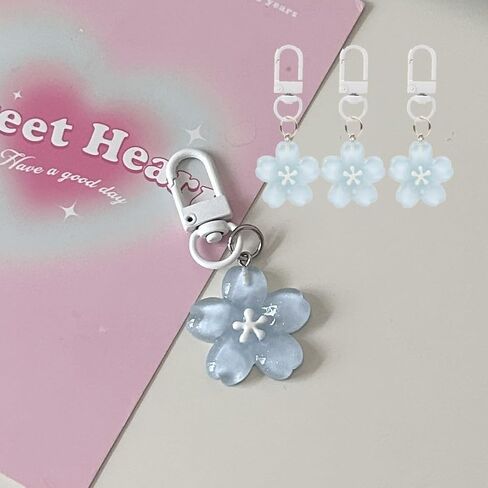 3PCS Romantic Sweet Simulated Cherry Blossom Keychain Car Backpack Hanging Ornament Decorative Accessorie in Saudi Arabia