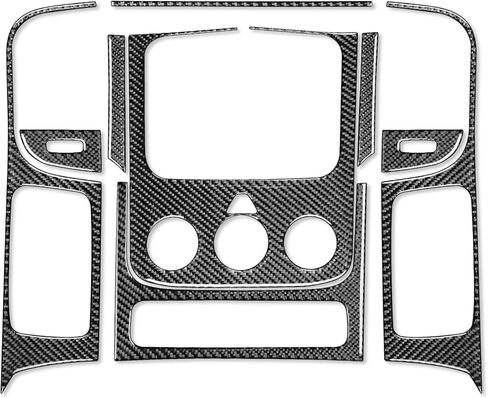 Real Carbon Fiber Central Dashboard AC Control Button Radio CD Panel Temperature Control Frame Sticker Set Compatible with Ram 1500 2500 3500 2013 2014 2015 Auto Interior Accessories Black 9pcs in Saudi Arabia