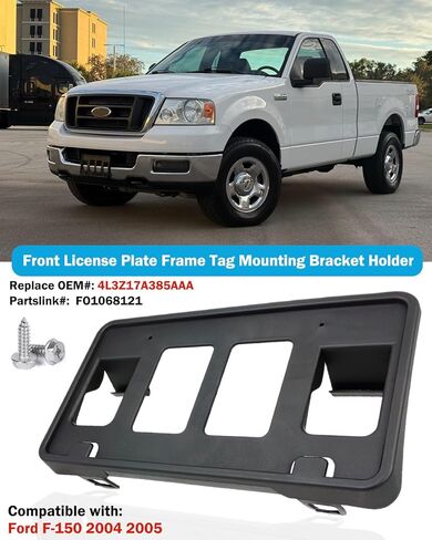 Front License Plate Frame Compatible with 2004 2005 Ford F150 Front Bumper License Plate Holder Mounting Bracket Cover Replace # 4L3Z17A385AAA FO1068121 in Saudi Arabia