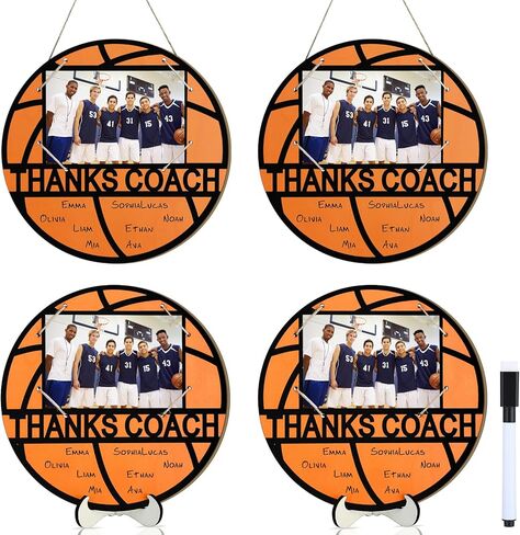 Qunclay 4 Pcs Basketball Picture Frame with Signature Pen 4 x 6 Inches Basketball Thanks Photo Frame for Coach Wooden Sports Gift from Team Coaches Appreciation Plaque Gifts in Saudi Arabia