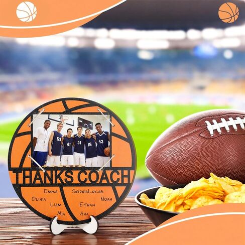 Qunclay 4 Pcs Basketball Picture Frame with Signature Pen 4 x 6 Inches Basketball Thanks Photo Frame for Coach Wooden Sports Gift from Team Coaches Appreciation Plaque Gifts in Saudi Arabia