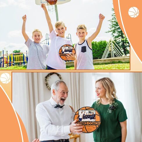 Qunclay 4 Pcs Basketball Picture Frame with Signature Pen 4 x 6 Inches Basketball Thanks Photo Frame for Coach Wooden Sports Gift from Team Coaches Appreciation Plaque Gifts in Saudi Arabia