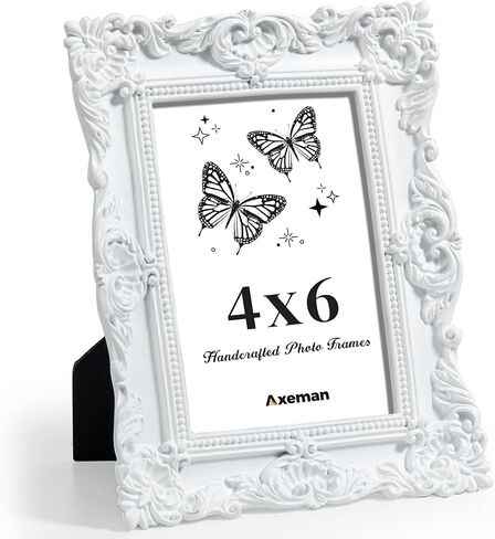 Axeman 8x10 Vintage Picture Frame with High Tempered Glass, Butterfly Textured Hand-Crafted Resin Antique Ornate Photo Frame with Easel & Hook for Tabletop & Wall Display, Gold in Kuwait