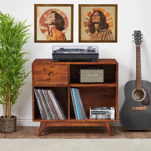 إطار سجل الفينيل - إطار ألبوم من الخشب الأسود الصلب لسجلات الفينيل، شاشة تثبيت على الحائط مقاس 12.6 × 12.6 × 1.6 بوصة مع غطاء أكريليك شفاف - مثالي لأغطية LP ومحبي الموسيقى (الجوز) in Kuwait