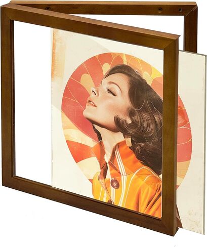 إطار سجل الفينيل - إطار ألبوم من الخشب الأسود الصلب لسجلات الفينيل، شاشة تثبيت على الحائط مقاس 12.6 × 12.6 × 1.6 بوصة مع غطاء أكريليك شفاف - مثالي لأغطية LP ومحبي الموسيقى (الجوز) in Kuwait