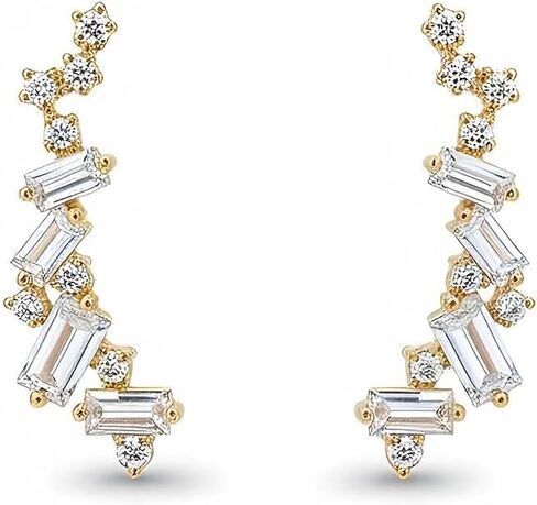 Ear Crawler Earrings for Women Gold Ears Climber Cluster CZ Trendy Fahion Jeweley Gifts in Kuwait