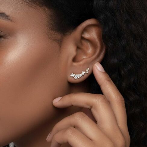 Ear Crawler Earrings for Women Gold Ears Climber Cluster CZ Trendy Fahion Jeweley Gifts in Kuwait