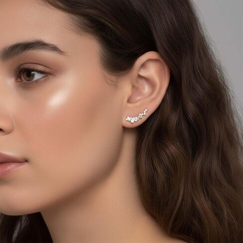 Ear Crawler Earrings for Women Gold Ears Climber Cluster CZ Trendy Fahion Jeweley Gifts in Kuwait