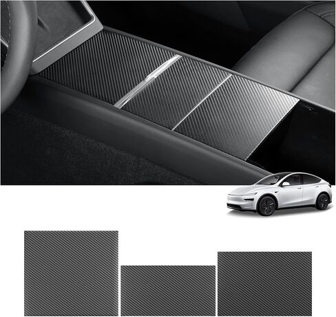 LUCKEASY 3PCS Centre Console Protective Pads for Tesla Model Y Juniper & Model 3 Highland 2025 2026 Accessories Centre Console Protector Cover Liners Carbon Fibre Pattern Black in Kuwait
