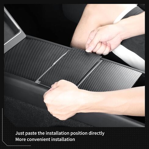 LUCKEASY 3PCS Centre Console Protective Pads for Tesla Model Y Juniper & Model 3 Highland 2025 2026 Accessories Centre Console Protector Cover Liners Carbon Fibre Pattern Black in Kuwait
