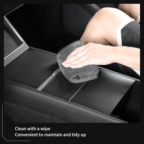 LUCKEASY 3PCS Centre Console Protective Pads for Tesla Model Y Juniper & Model 3 Highland 2025 2026 Accessories Centre Console Protector Cover Liners Carbon Fibre Pattern Black in Kuwait