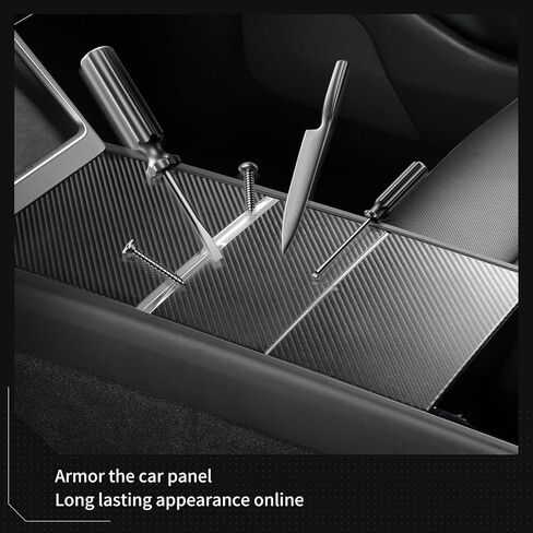 LUCKEASY 3PCS Centre Console Protective Pads for Tesla Model Y Juniper & Model 3 Highland 2025 2026 Accessories Centre Console Protector Cover Liners Carbon Fibre Pattern Black in Kuwait