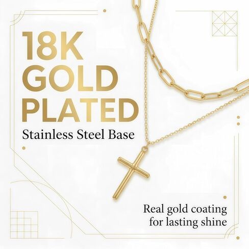 قلادة هارليرمون 18 قيراط مطلية بالذهب الحقيقي للنساء، قلادة سلسلة من الفولاذ المقاوم للصدأ بمشبك ورق، مجوهرات دينية مقاومة للماء مع صندوق هدايا، هدايا روحية لأم أختها in Kuwait