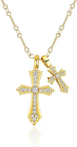 المرأة مزدوجة الصليب قلادة الذهب مكتنزة الصليب قلادة سلتيك الصليب قلادة المرأة رجل القوطية الصليب قلادة تشيكوسلوفاكيا العصرية سلسلة القلائد مطلية بالذهب in Kuwait