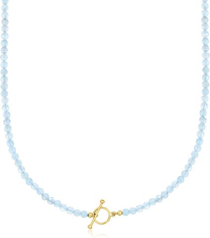 Ross-Simons 3.5-4mm Aquamarine Bead Charm-Compatible Toggle Necklace in 18kt Gold Over Sterling in Saudi Arabia