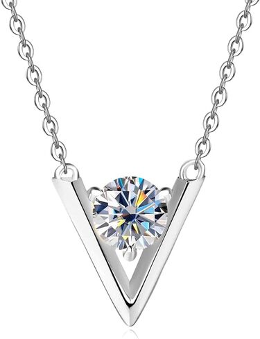 1ct Moissanite V-shaped Women Pendant Necklace Gift S925 Silver Laboratory Diamond Necklace Party Jewelry in Saudi Arabia