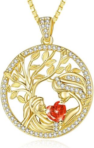 Tree of Life Necklace for Women Gold,Mom Necklace Anniversary christmas Birthday Gifts for Wife, 14 K 18K White Gold Fashion Jewelry with Heart Tanzanite Birthstone Pendant in Saudi Arabia