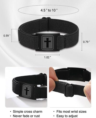Adjustable Elastic Mens Cross Bracelet Easter Christmas Christian Baptism Birthday Faith Gifts for Boys in Kuwait