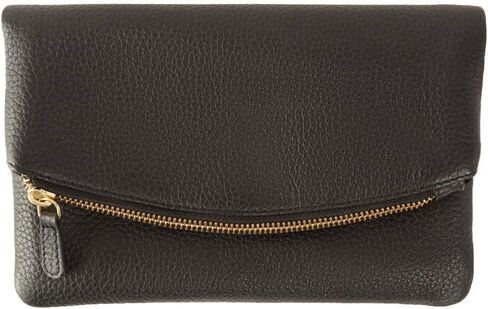 Women's Black Flap Clutch with Bronze Chain & Leather Strap in Saudi Arabia
