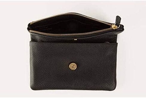 Women's Black Flap Clutch with Bronze Chain & Leather Strap in Saudi Arabia