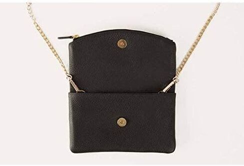 Women's Black Flap Clutch with Bronze Chain & Leather Strap in Saudi Arabia