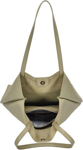 العلامات التجارية MMS Antik Kraft Olivia Tote | حقيبة يد من الجلد النباتي للنساء، حقيبة كتف بمقبض علوي | 14.5 طول × 4.5 عرض × 14.5 ارتفاع in Kuwait