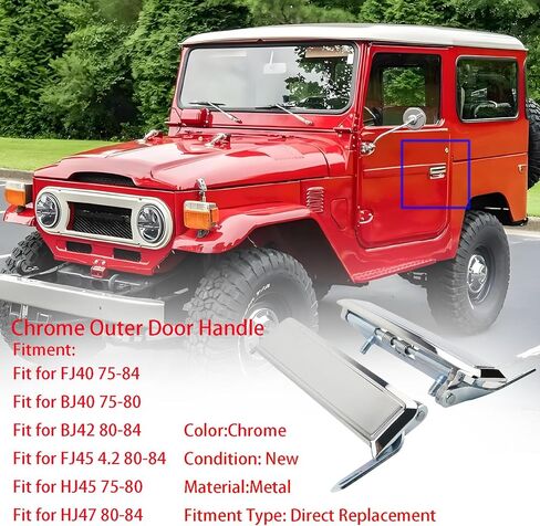 2PCS Exterior Chrome Door Handles Compatible with Toyota Land Cruiser FJ40 BJ40 BJ42 FJ45 HJ45 HJ47 1974-1984,Rustproof Left Right Metal Exterior Door Handles,OE 69210-90300, 69220-90300 in Kuwait