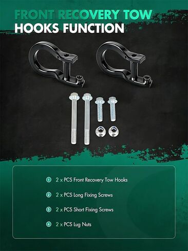 2PCS Front Tow Hooks Car Tow Hook Ring Lower Bumper Trailer Tow Hooks Ring Compatible with Chevrolet for Chevy Silverado 1500 2019 2020 2021 2022 (84195908 Black) in Saudi Arabia