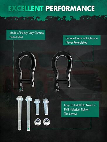 2PCS Front Tow Hooks Car Tow Hook Ring Lower Bumper Trailer Tow Hooks Ring Compatible with Chevrolet for Chevy Silverado 1500 2019 2020 2021 2022 (84195908 Black) in Saudi Arabia