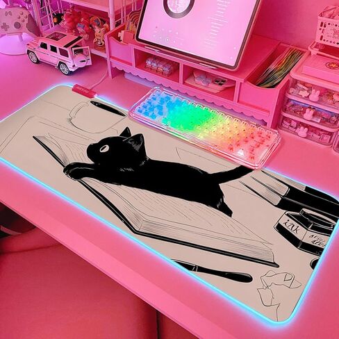 لوحة ماوس ألعاب JMIYAV باللون الوردي RGB مقاس 31.5 × 12 بوصة PC XL كبيرة ممتدة متوهجة بإضاءة LED وسادة مكتب قاعدة مطاطية غير قابلة للانزلاق للكمبيوتر لوحة ماوس لطيفة ملحقات مكتبية إعداد الألعاب 815 in Kuwait