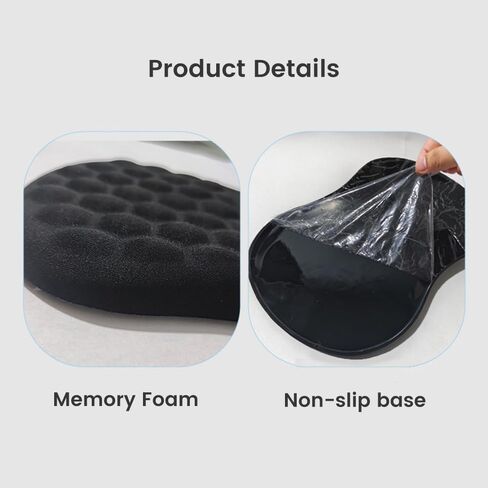 وسادة ماوس مريحة مع دعم للمعصم، وسادات ماوس لمسند المعصم لتخفيف آلام النفق الرسغي، وسادة إسفنجية الذاكرة مع انتفاخ للتدليك وقاعدة مضادة للانزلاق للمكتب والمنزل، باللون الأسود in Kuwait