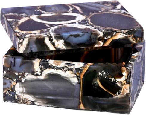 Green Aventurine Jewelry Box Crystal Gemstone Organizer Keepsake Trinket Vanity Storage Boxes with Lid for Earrings Bracelets, Rings, Watches for Wedding, Engagement, Valentine's Day in Saudi Arabia