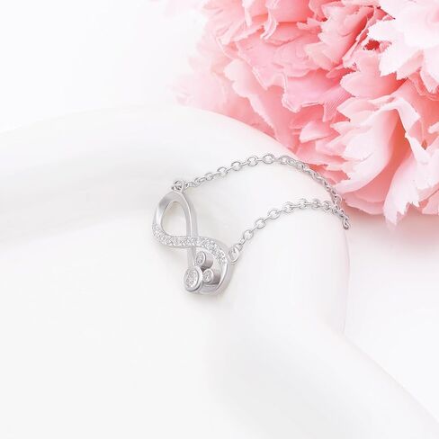 Sterling Silver Mouse Necklace for Women Shiny Cz Cute Mouse Infinity Pendant Necklace Animal Princess Jewelry For Mother'S Day Birthday Gifts For Mom Wife Daughter in Saudi Arabia