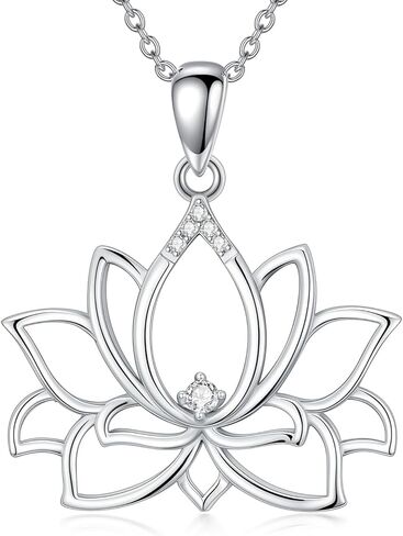 Diamond Lotus Necklace for Women 925 Sterling Sliver Lab Grown Diamond Lotus Pendant Jewelry for Women in Saudi Arabia