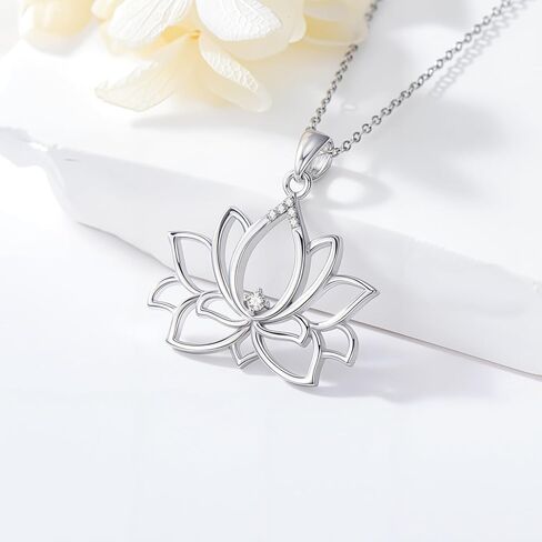Diamond Lotus Necklace for Women 925 Sterling Sliver Lab Grown Diamond Lotus Pendant Jewelry for Women in Saudi Arabia