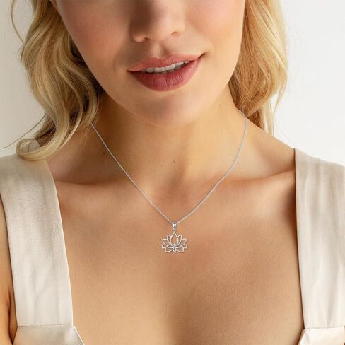 Diamond Lotus Necklace for Women 925 Sterling Sliver Lab Grown Diamond Lotus Pendant Jewelry for Women in Saudi Arabia