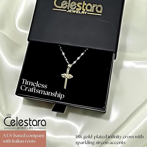 قلادة بقلادة إنفينيتي لاف كروس مطلية بالذهب 18 قيراط، سلسلة مقاس 18 بوصة للرجال والنساء (مع صندوق رائع) in Kuwait