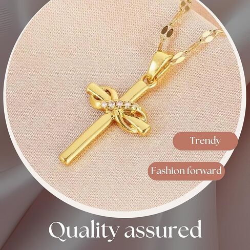 قلادة بقلادة إنفينيتي لاف كروس مطلية بالذهب 18 قيراط، سلسلة مقاس 18 بوصة للرجال والنساء (مع صندوق رائع) in Kuwait