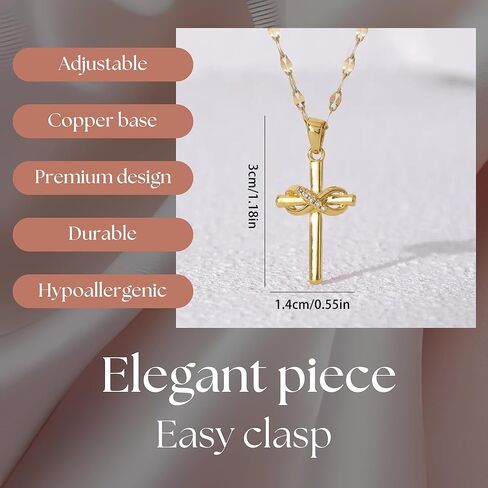 قلادة بقلادة إنفينيتي لاف كروس مطلية بالذهب 18 قيراط، سلسلة مقاس 18 بوصة للرجال والنساء (مع صندوق رائع) in Kuwait