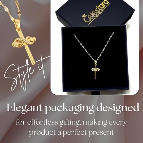 قلادة بقلادة إنفينيتي لاف كروس مطلية بالذهب 18 قيراط، سلسلة مقاس 18 بوصة للرجال والنساء (مع صندوق رائع) in Kuwait