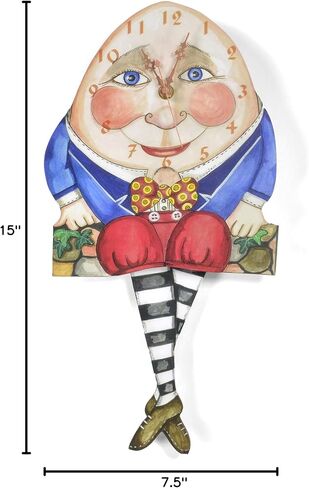 Humpty Dumpty Pendulum Wall Clock by Laughing Moon, Handmade in The USA in Saudi Arabia