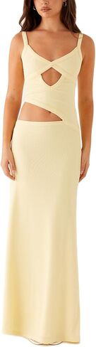 فساتين صيفية طويلة للنساء بحزام سباغيتي فستان ماكسي ضيق بدون ظهر ورقبة على شكل V بدون أكمام فساتين صيفية للشاطئ in Kuwait