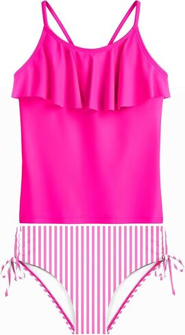 HOZIY Girls Swimsuit 2 Piece Tankini with Adjustable Straps Drawstring Shorts Ruffle Bathing Suit for 5-16Y in Saudi Arabia