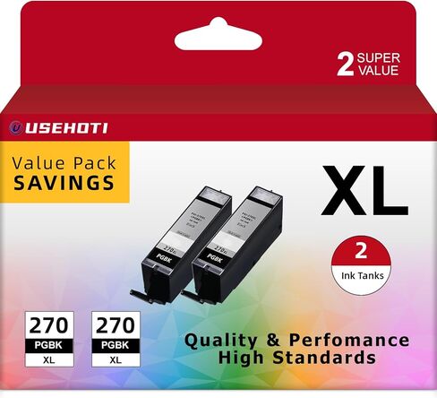 270XL PGBK Ink Cartridges Compatible with PGI-270XL Series Printers, High-Yield Black Ink Replacement for MG and TS Models (2-Pack) in Kuwait